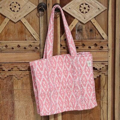 Bolso de hombro con estampado de bloques color melocotón verano