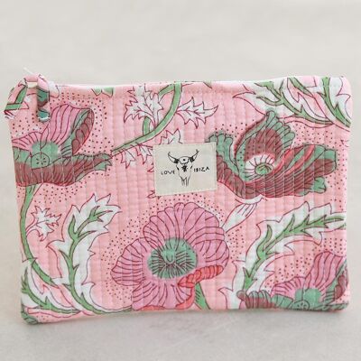 Bolsa de maquillaje color coral