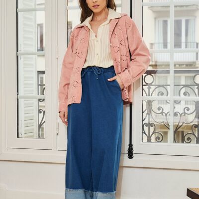 Veste en denim delavé et brodée - PV2509