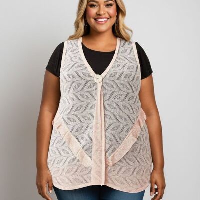 Conjunto de top y camiseta de encaje de talla grande (A122)