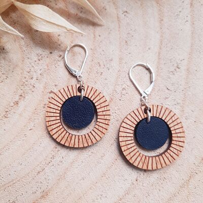 Boucles VEGAN bleu marine en cactus et bois éthique