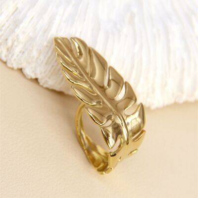 Adjustable exotic leaf ring in stainless steel