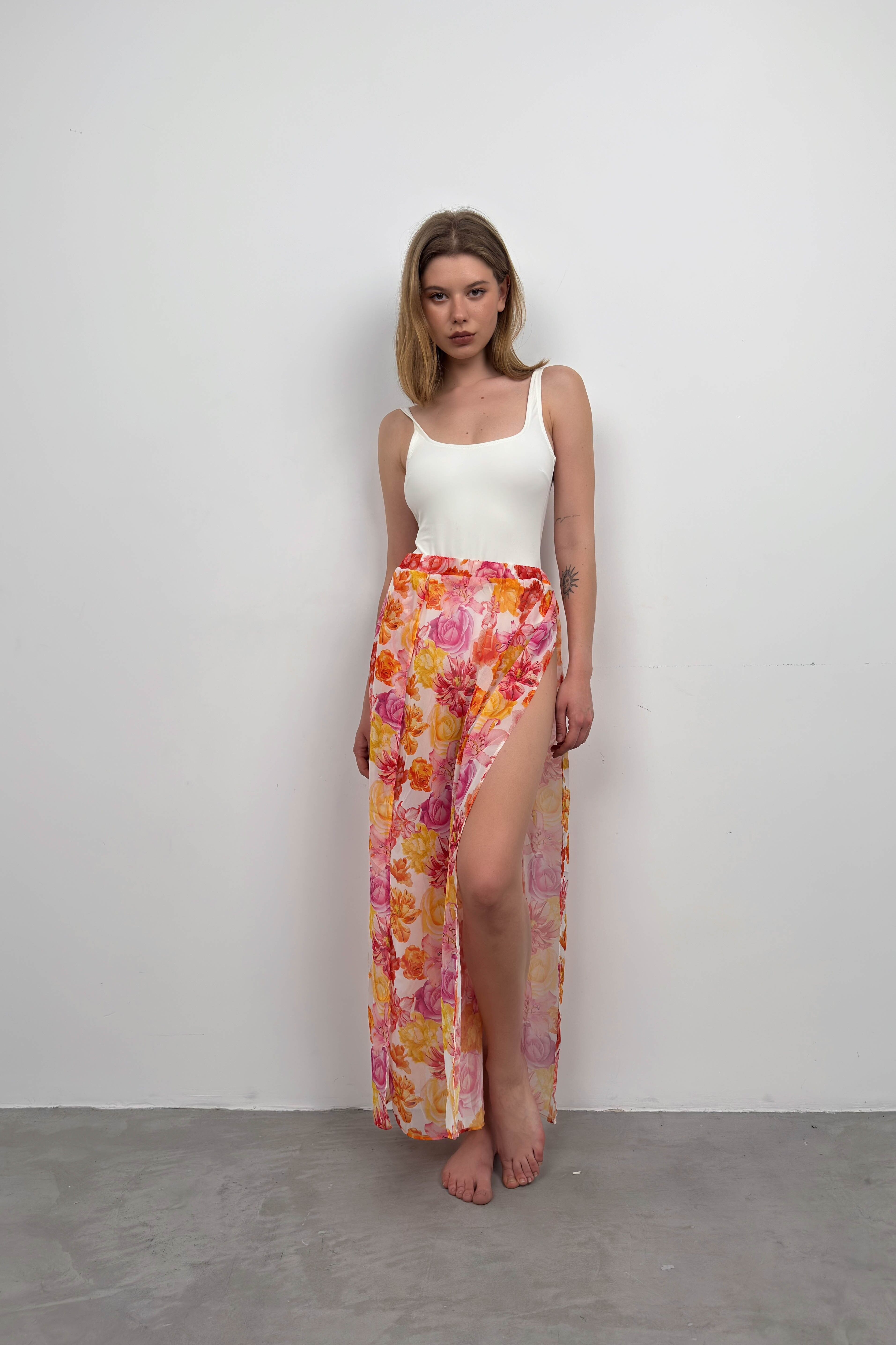 Pareo stampato arancione