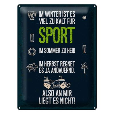 Cartello in metallo 30x40 cm In inverno fa troppo freddo per fare sport