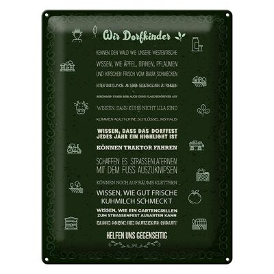Tin sign saying 30x40 cm We village children 13 examples