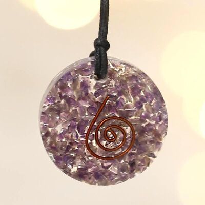 Spiral Amethyst - Orgonite Pendant