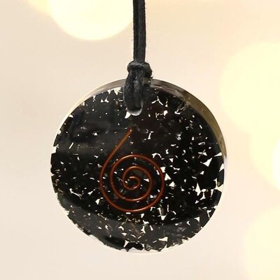 Black tourmaline spiral - Orgonite pendant