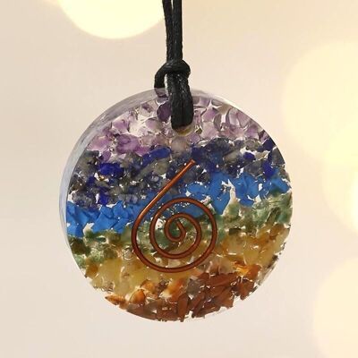 7 chakra spiral - Orgonite pendant