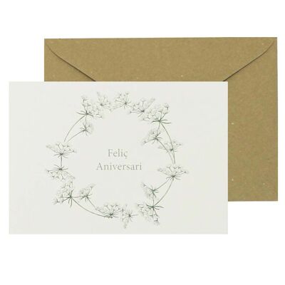 Postal A5 Corona Flores Feliç Aniversari