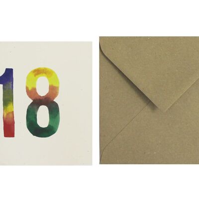 Postal Números Acuarelas 18