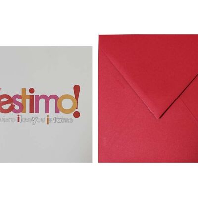 Carte postale "Je t'aime" dans une enveloppe rouge