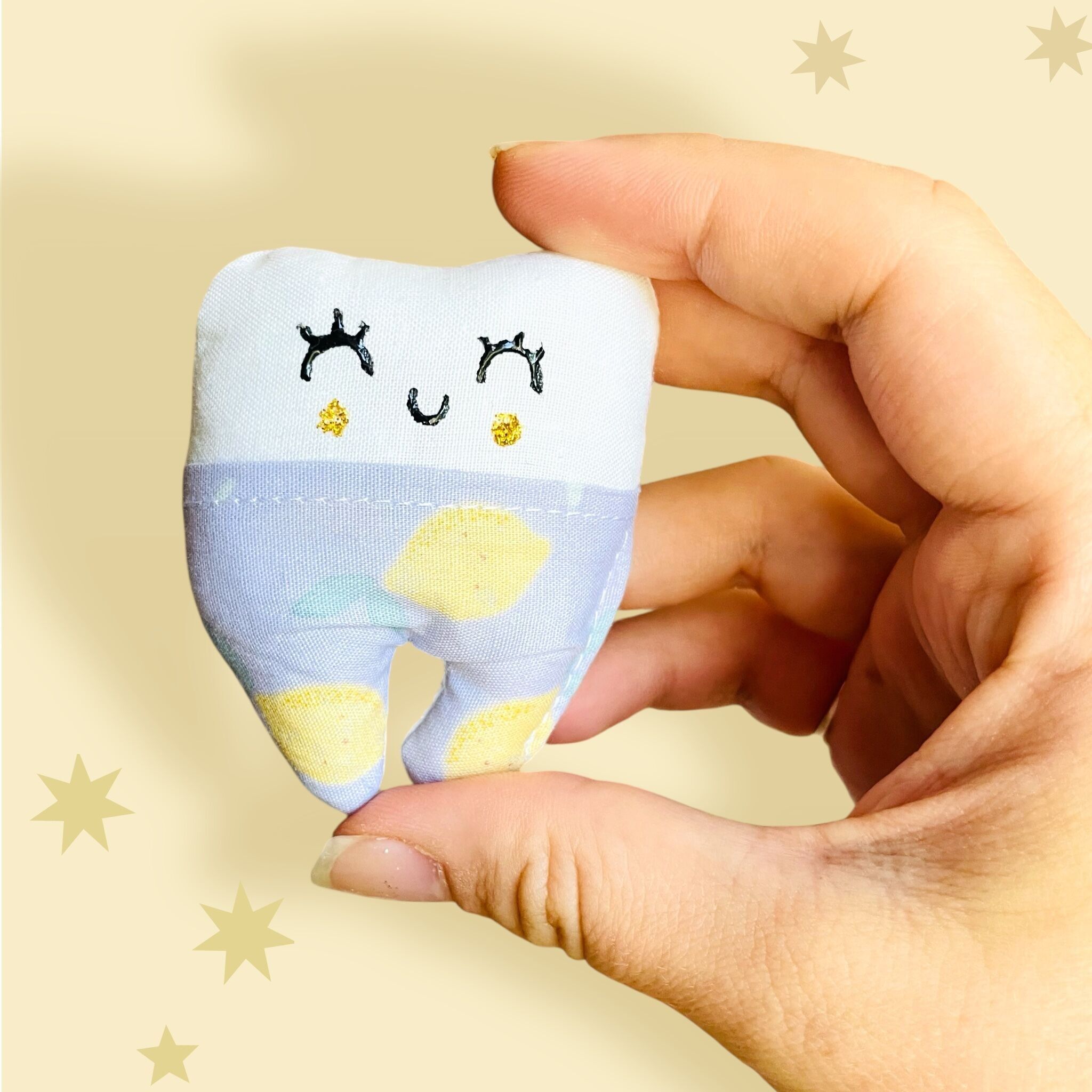 Mini baby tooth box, children's gift pouch - Lemon - Made in France