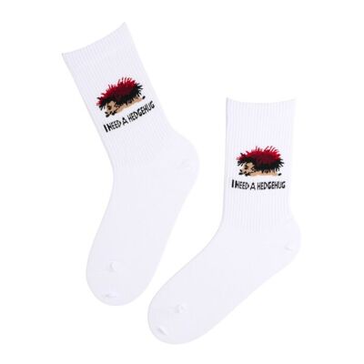 Chaussettes blanches en coton HEDGEHUG