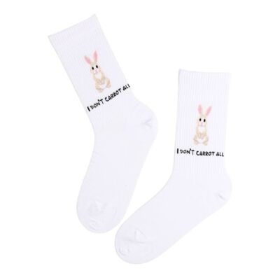 CARROT ALL white cotton socks with rabbits