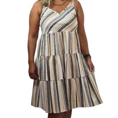 Abito a righe beige e blu