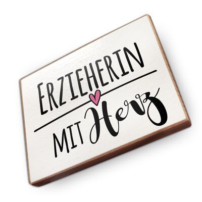 Beechwood fridge magnet - Educator with heart