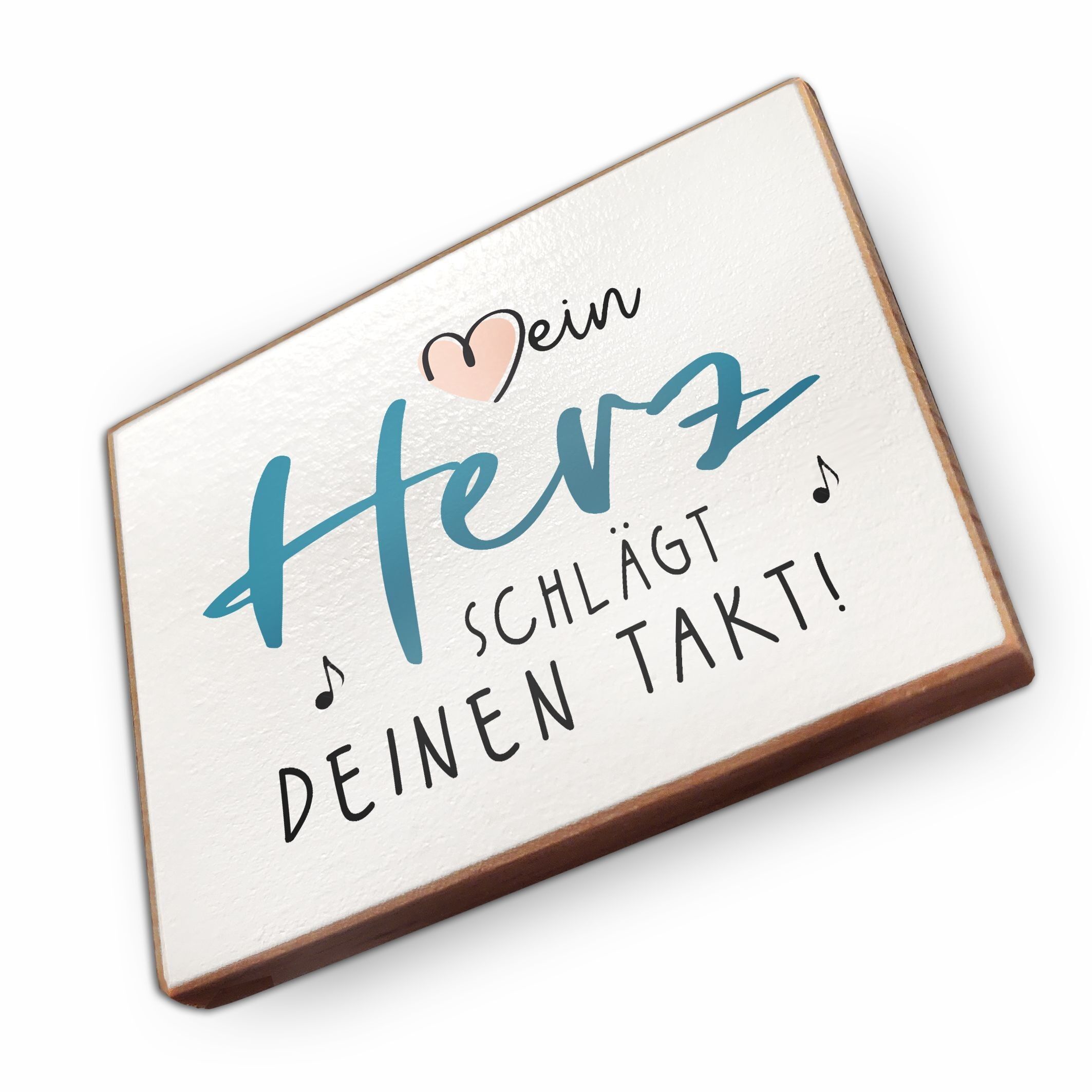 Calamita da frigo in legno di faggio - Il mio cuore batte al tuo ritmo