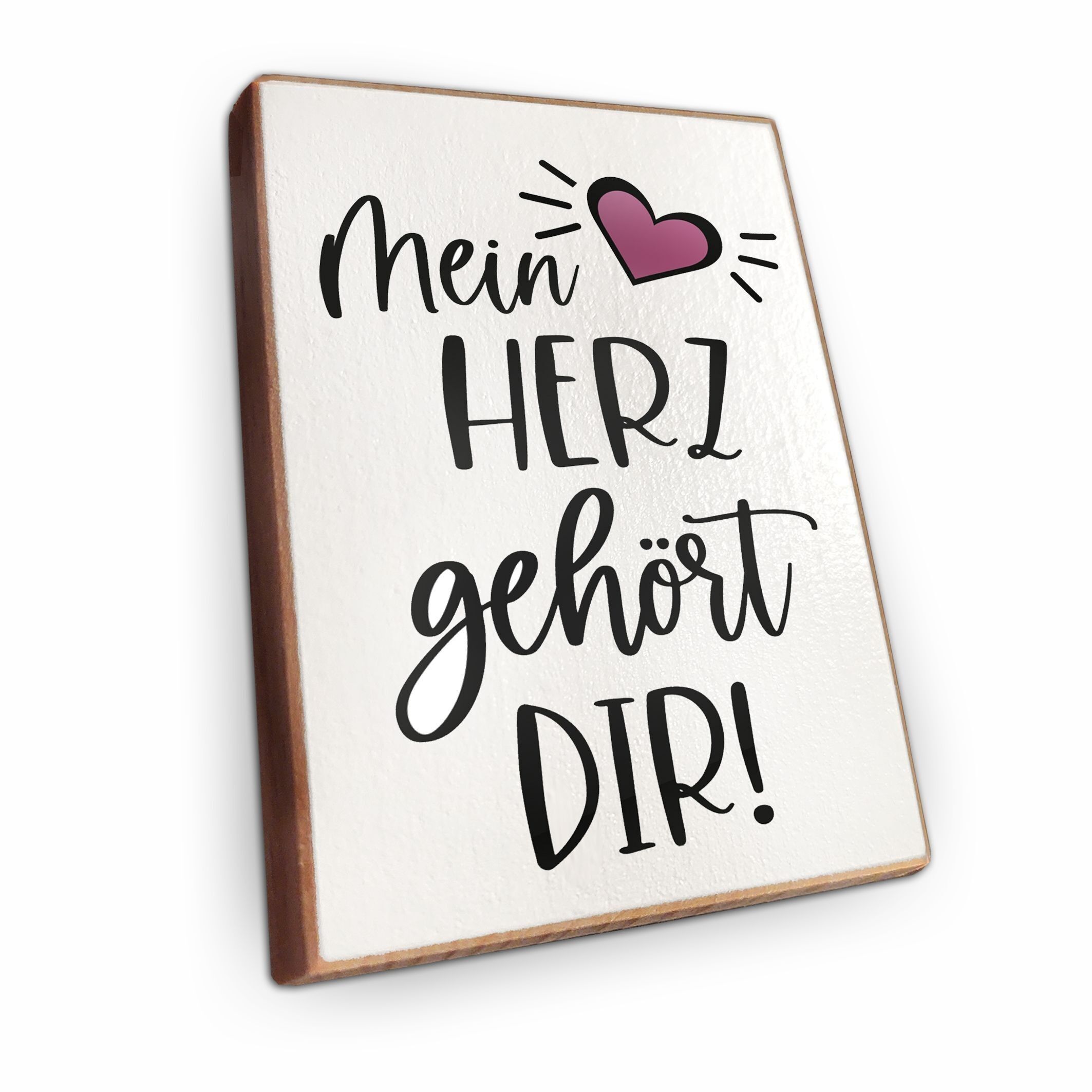 Calamita da frigo in legno di faggio - Il mio cuore appartiene a te