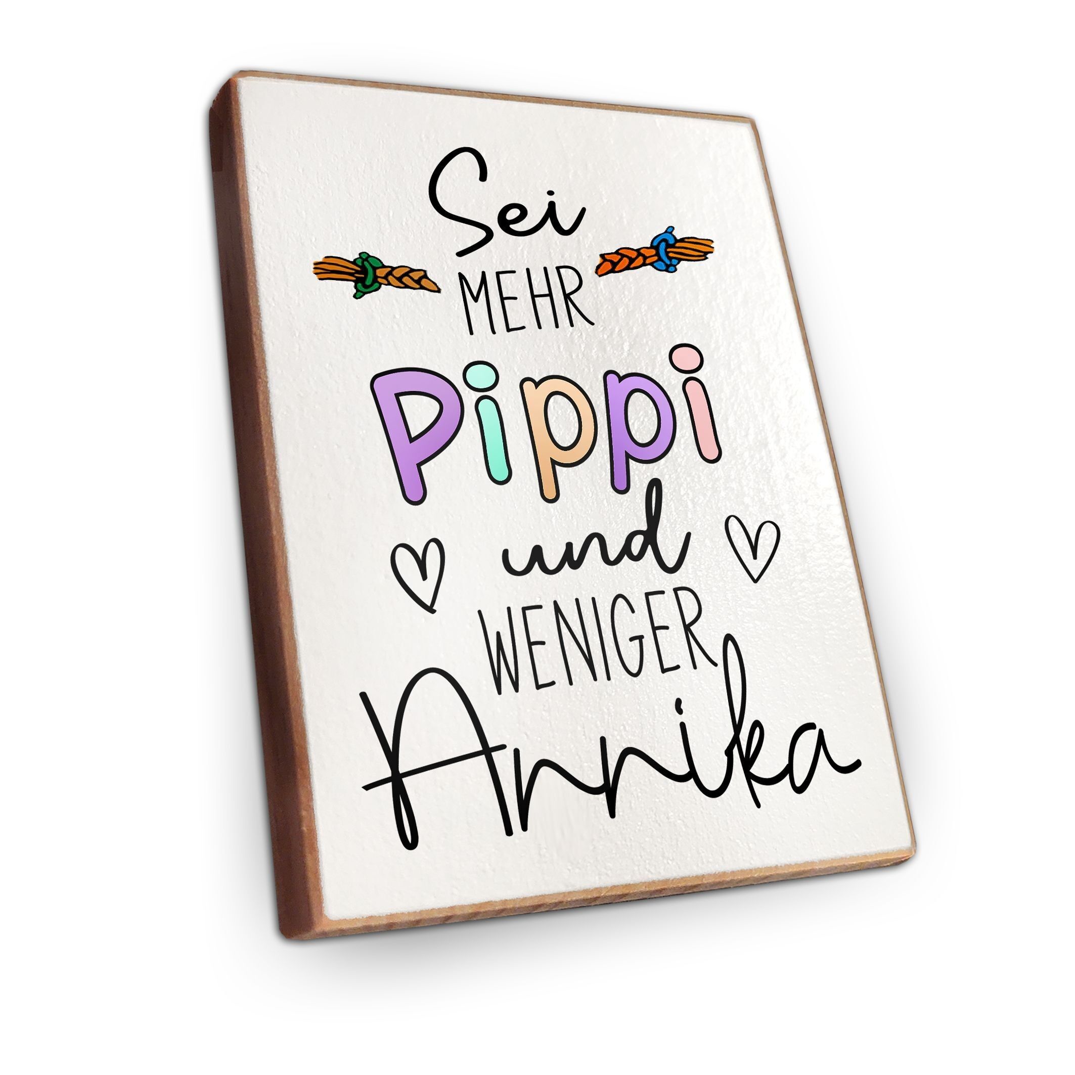 Kühlschrankmagnet aus Buchenholz - Sei mehr Pippi