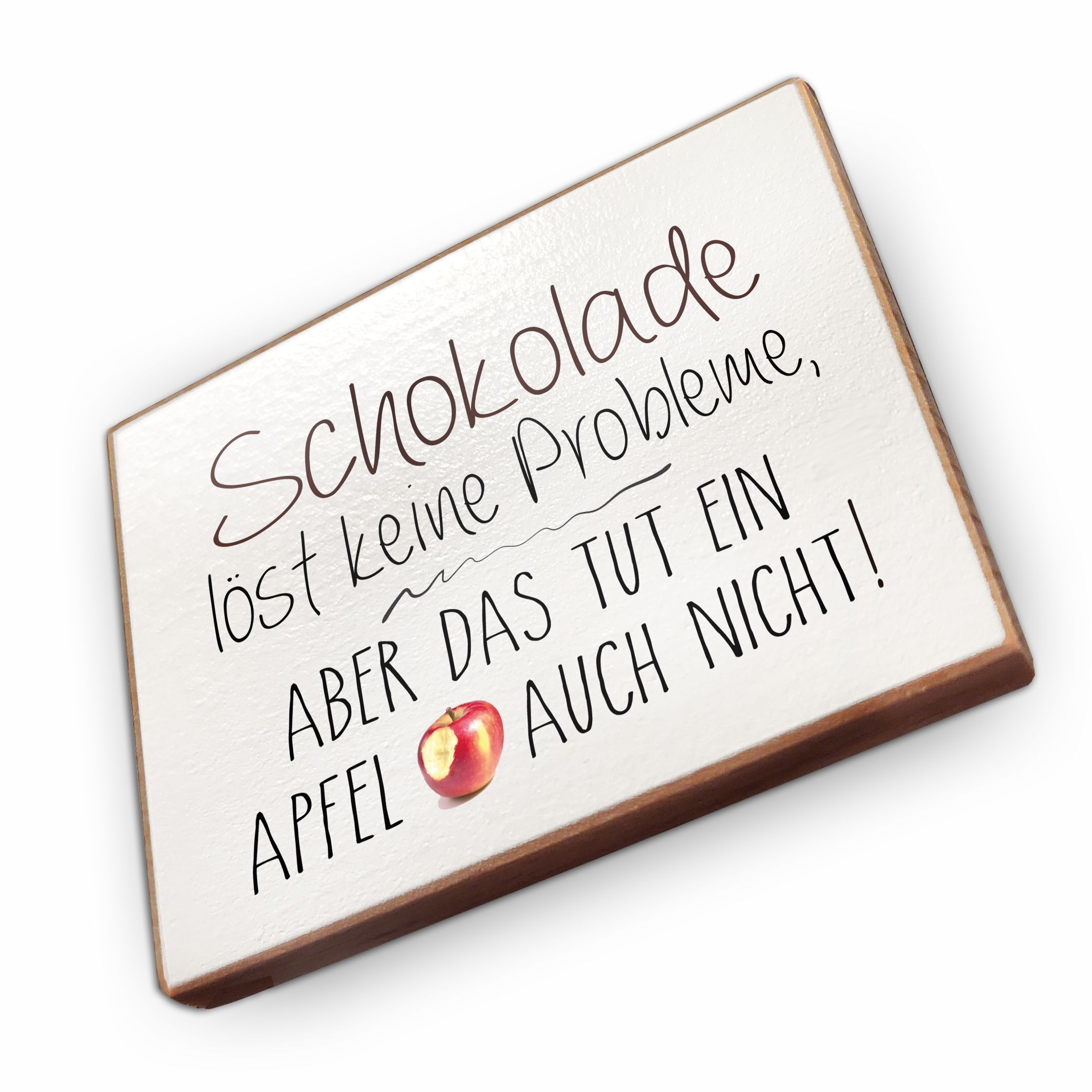 Kühlschrankmagnet aus Buchenholz - Schokolade loest keine probleme