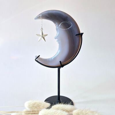 Pietra preziosa di agata grigia drusa Luna n. 19 – 10 cm