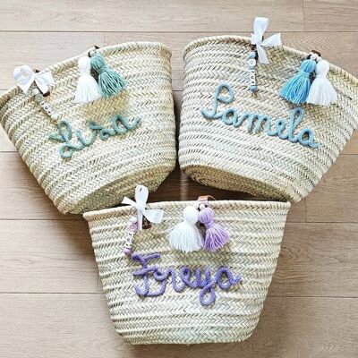Sac cadeau personnalisé pour enseignant – Sac fourre-tout en feuille de palmier fait main avec pendentif « Enseignant » – Fabriqué au Maroc