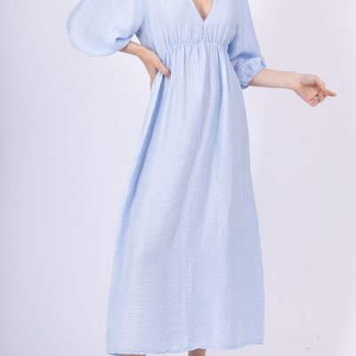 Robe midi à manches bouffantes et dos noué - PR2531