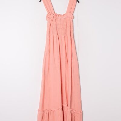 Robe longue smockée en gaze de coton - PR2532