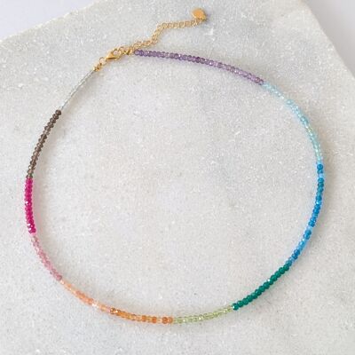 Collana con intenzione di pietra preziosa arcobaleno 11:11