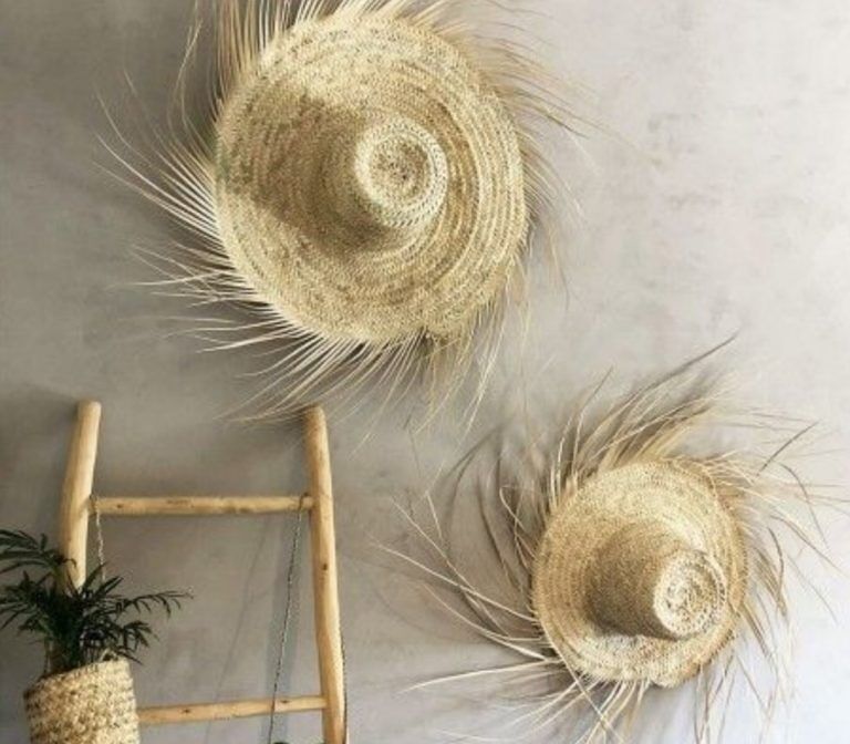 Marokkanischer Strohhut – Handgewebte Wanddekoration aus Naturfasern – Erhältlich in 5 Größen – Handgefertigt in Marokko