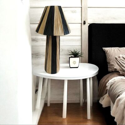 Handwoven Raffia Table Lamp – 56cm – Natural Bedside Light with Iron Frame – Handmade in Morocco