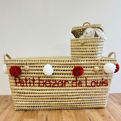 Handwoven Palm Leaf Storage Trunk – XXL 90 cm – With or Without Personalization – Artisan-Made in Morocco