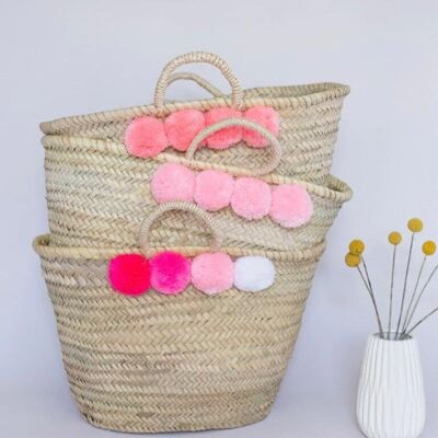 Personalized Wicker Beach Basket – 50 cm – Handmade Multipurpose Tote – Natural Palm Leaf