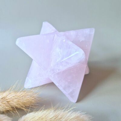 XL Crystal Gemstone Rose Quartz Merkaba – 55 to 80 mm