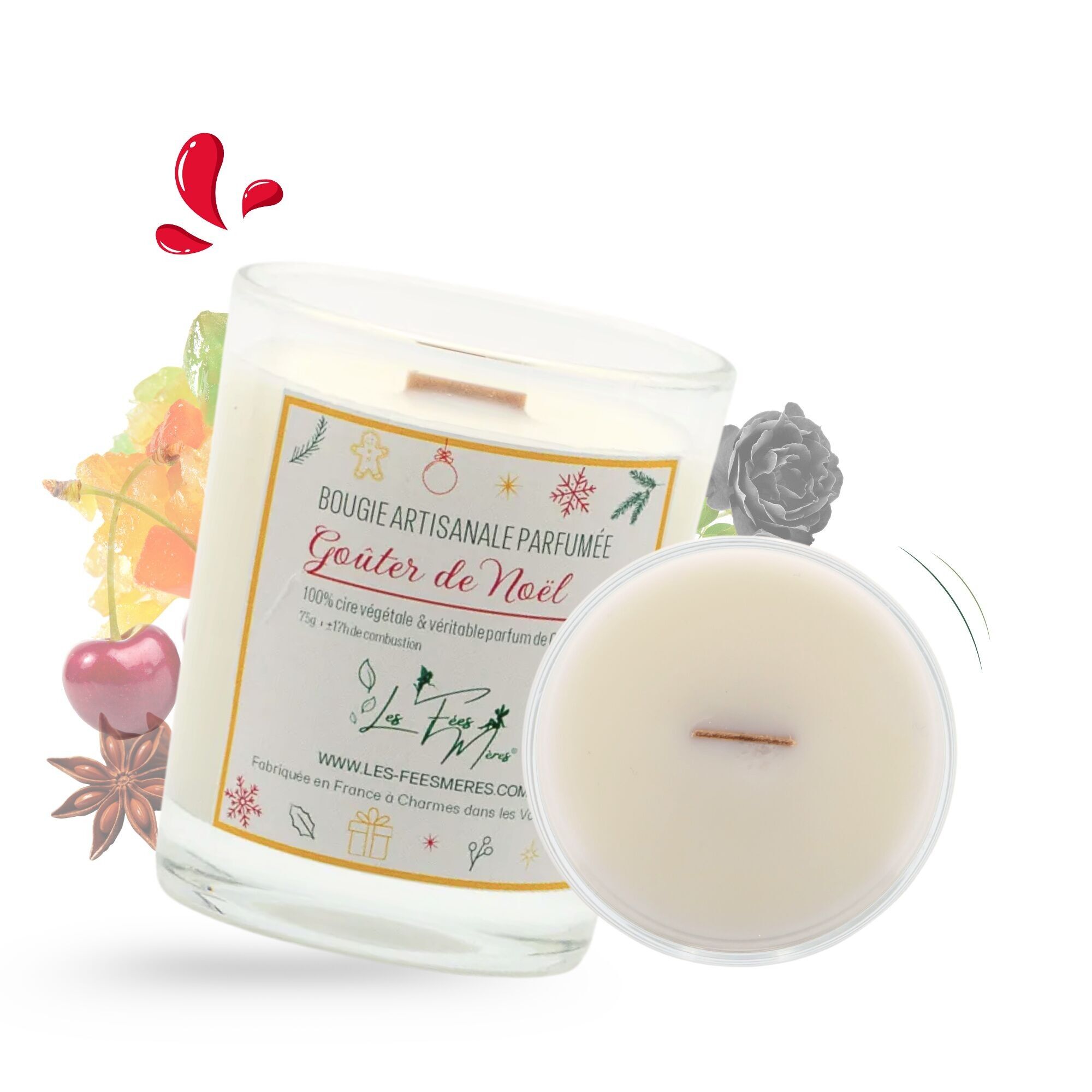 Piccola candela profumata per snack natalizi