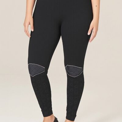 Legging grande taille avec empiècement similicuir (B108)