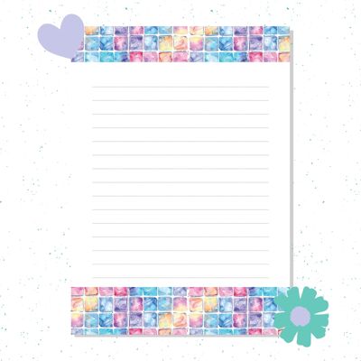 Dreamy Notes A5 Lined Notepad Watercolor Tile Journal Pad, Pastel Watercolor Stationery