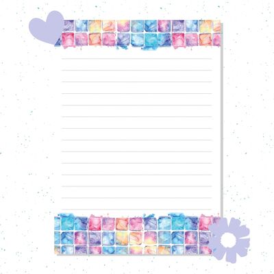 Blocco note a righe A6 Dreamy, diario con piastrelle acquerellabili, cancelleria con acquerelli pastello