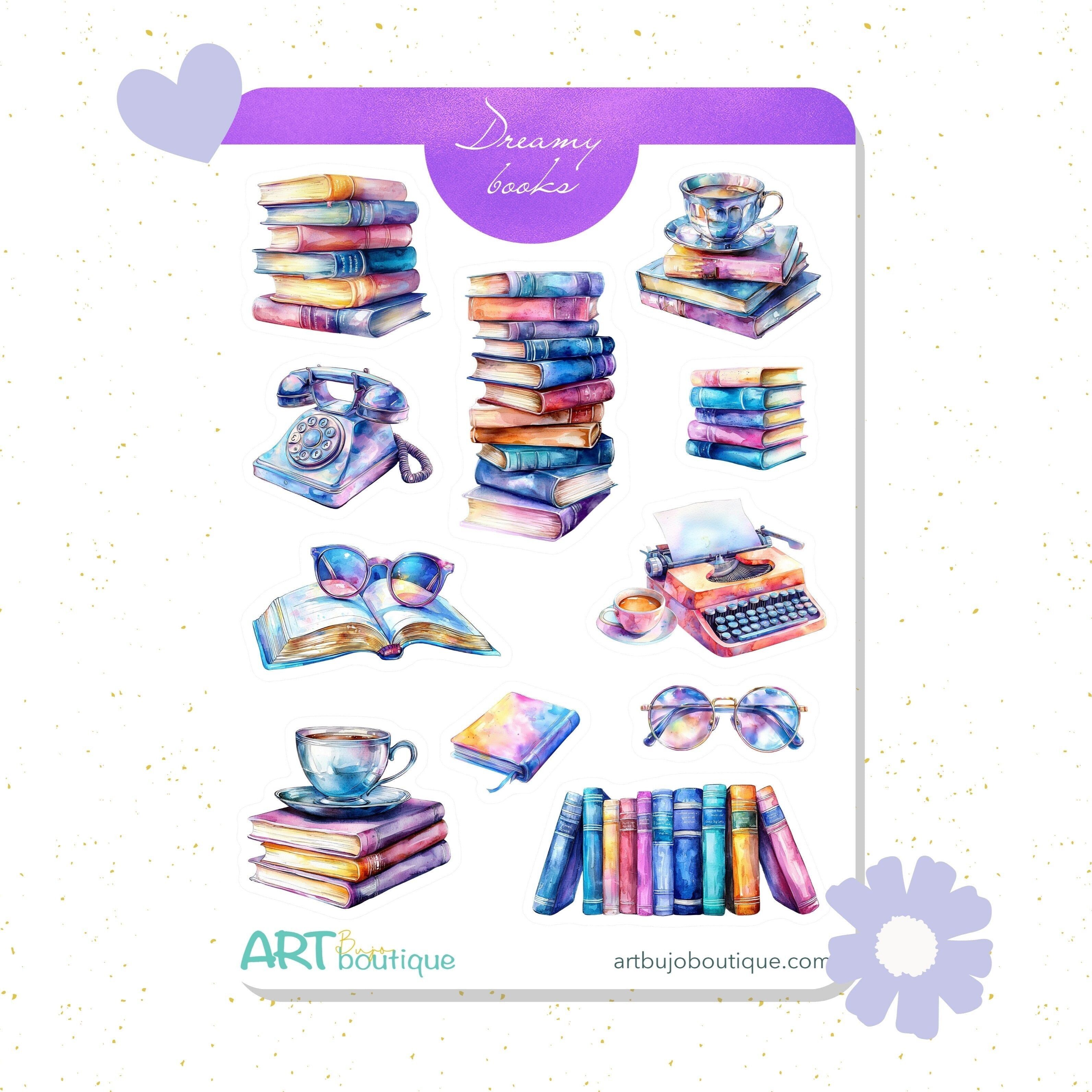 Dreamy Books Sticker Sheet - Ästhetische bunte Planer & Journal Sticker