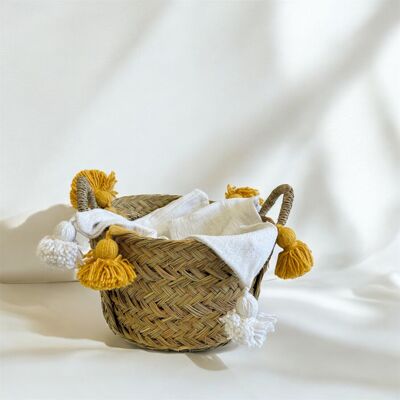 Panier de rangement en feuilles de palmier – Panier naturel fait main – Décoration d'intérieur bohème