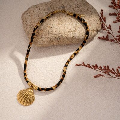 Collier Léopard & Coquillage – Acier Inoxydable