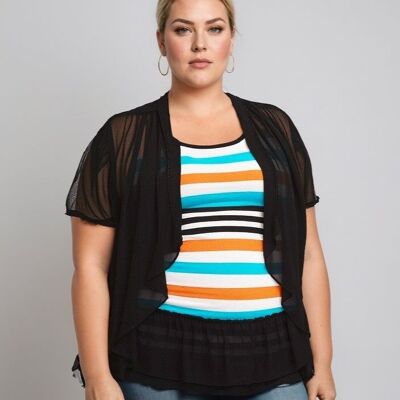 Ensemble tunique rayé + gilet noir grande taille (A391)
