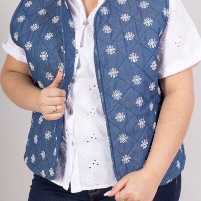 GRANDE TAILLE Gilet ouvert matelassé imprimé fleur - PG2515GT