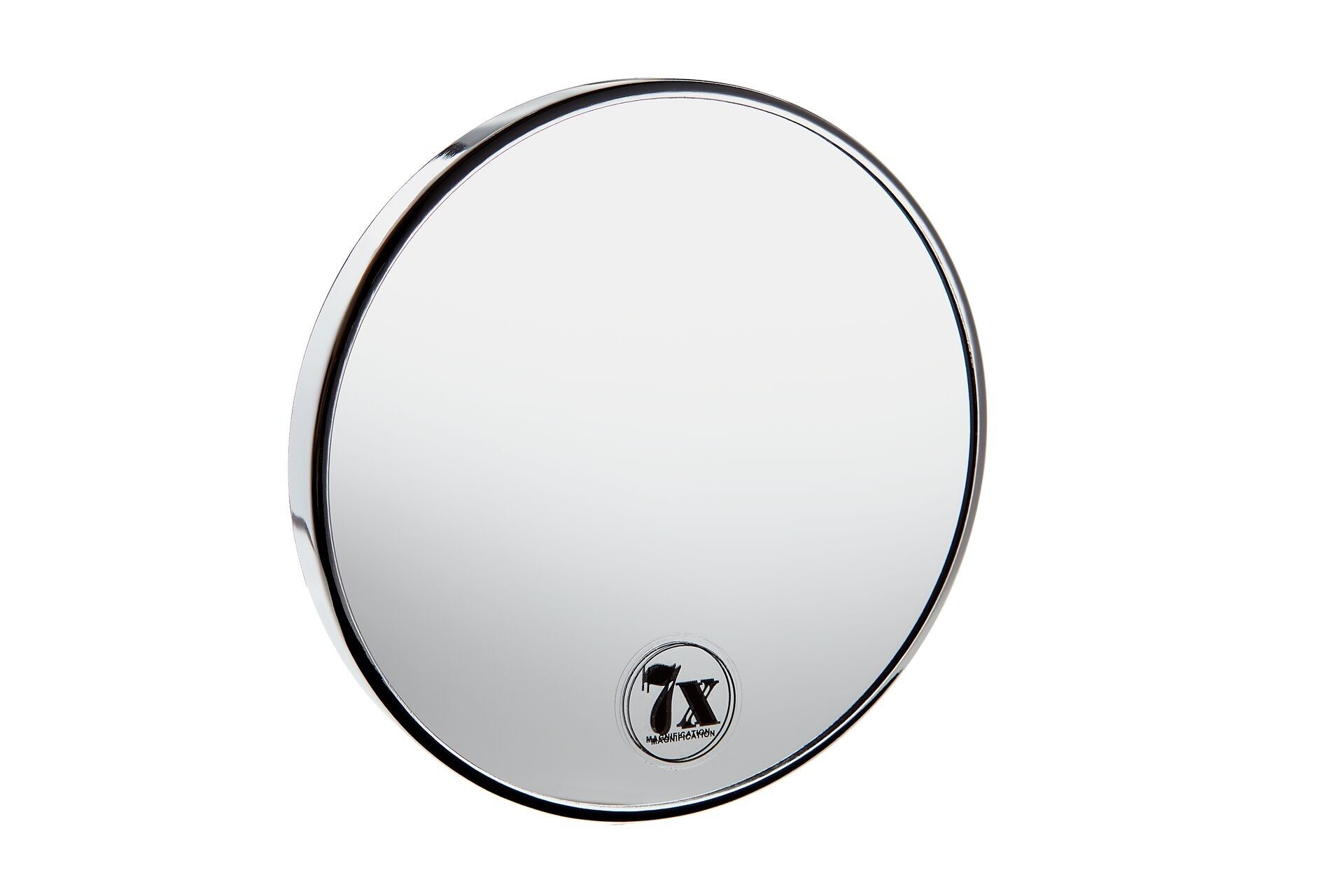 Miroir grossissant 7x, 3 ventouses, métal chromé, Ø 15 cm