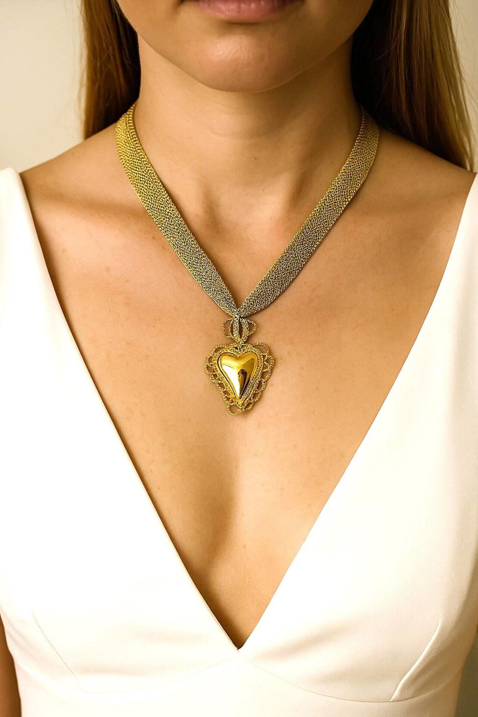 Collana Boho Chic con ciondolo Sacro Cuore