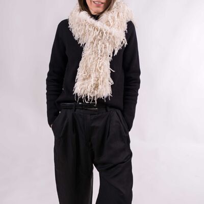Écharpe en fausse fourrure Tíboli beige ou noire – Style chaud et original pour l'hiver