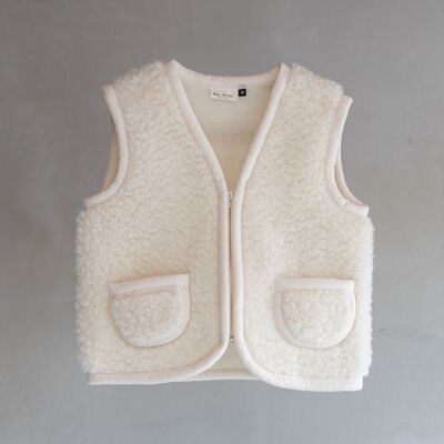Gilet imbottito per bambini Nilo in lana bianco sporco - 4 taglie