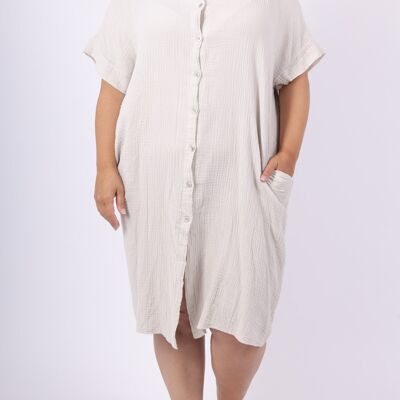 GRANDE TAILLE Robe chemise oversize en gaze de coton - PR2533GT