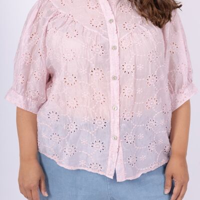 GRANDE TAILLE Chemises manches 3/4 avec broderie - PB2523GT