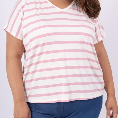 GRANDE TAILLE T-shirt a raggi orizzontali - PT2525GT